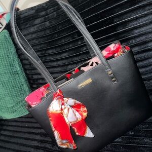 Trina Turk  Black Tote Bag with Red Accents